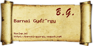 Barnai György névjegykártya